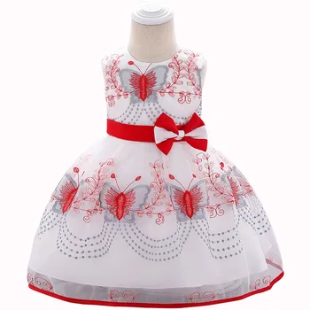 2019 הקיץ התינוק שמלות ילדה פרפר רקמה הטבלת פעוטות, ילדים שמלות לבנות מסיבת יום הולדת חתונה בגדי תינוק