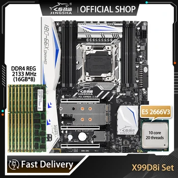 JINGSHA X99 D8I לוח האם LGA 2011-3 קיט עם E5 2666V3 המעבד DDR4 8*16G=128G ECC REG RAM עם WIFI High-end המשחק חזיר בר