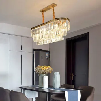 אליפסה מודרני נברשת קריסטל זהב על מסעדת חדר האוכל חדר השינה נברשת חדר לימוד חדר מגורים LED נורות E14