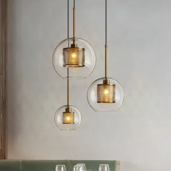 זכוכית הכדור נורדי תליון אור עבור חדר השינה ליד המיטה הכניסה תלויות מנורות תקרה נברשת מודרנית Led תאורת מסעדה בר