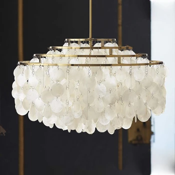 נורדי קונכיות תליון מנורה עבור חדר השינה חי LED הלבן מעטפת נברשת אמנות עיצוב תאורה תלויים