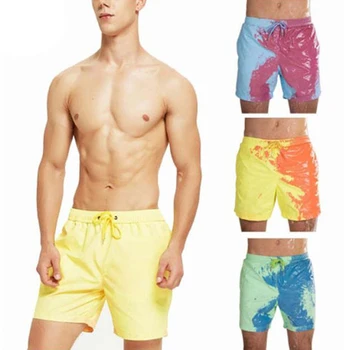 קיץ החדש בסגנון גברים קצרים חוף שיפוע צבע לוח מכנסיים קצרים לשחות מכנסיים קצרים עמיד למים יבש מהירה מקרית צלילה Surfwear בגדי ים